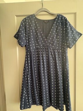 Madewell Navy Blue Mini Dress with White Dot Pattern